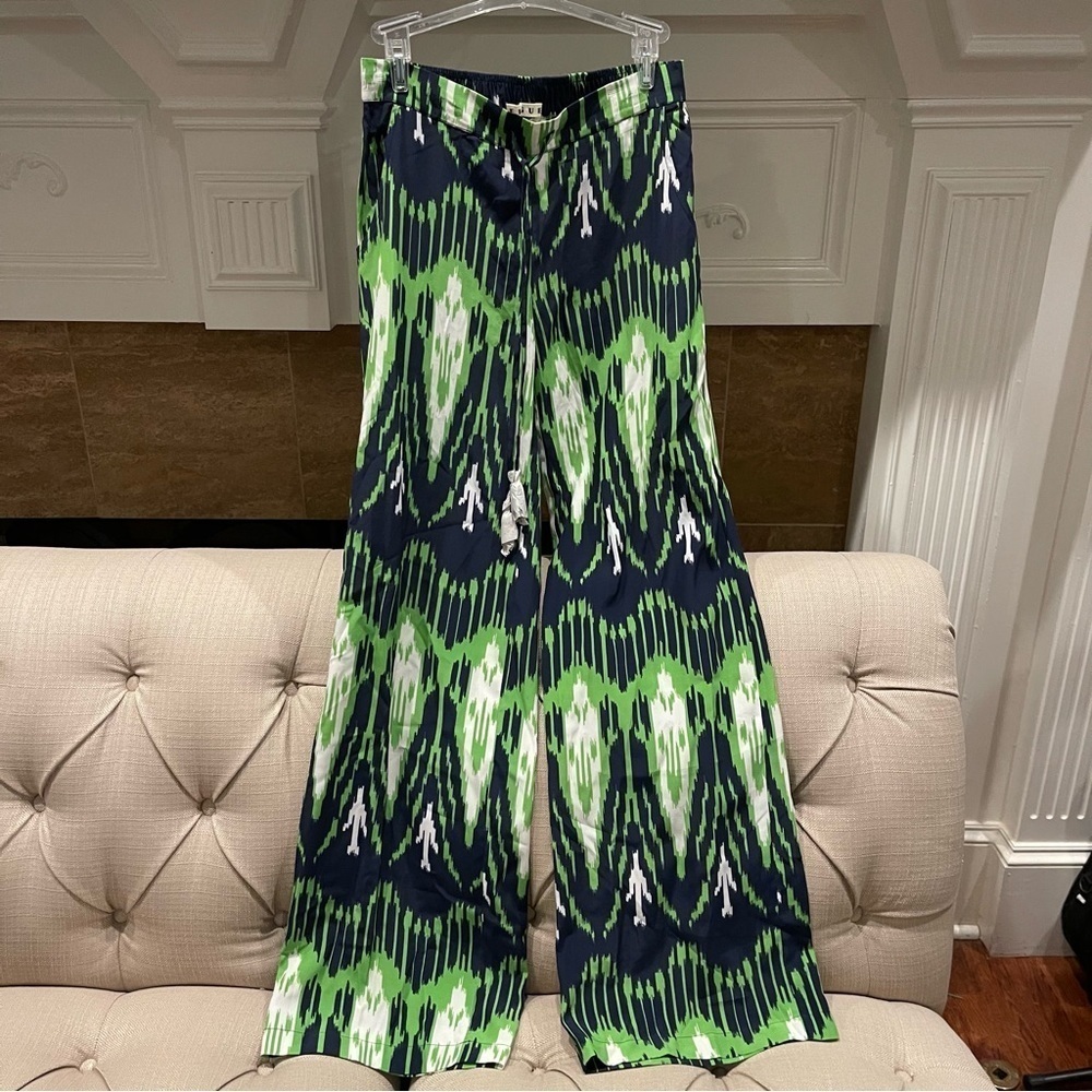 BJ:  Figue Theodora Pants Women XS Green Print Pockets Pull-on Elastic Waist NWT